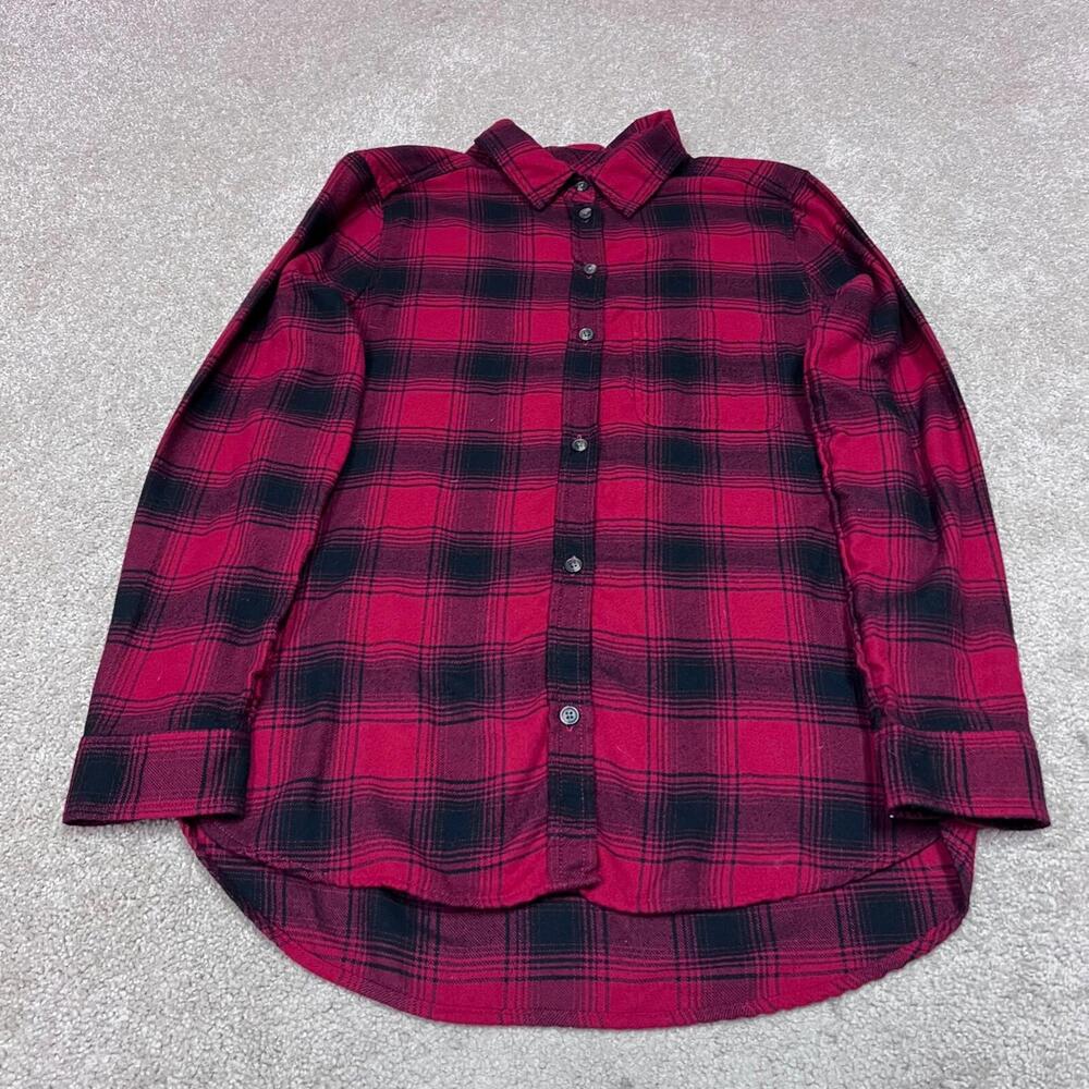 American Eagle Button Up Shirt Boyfriend Fit Women’s Red Black Plaid Size Small